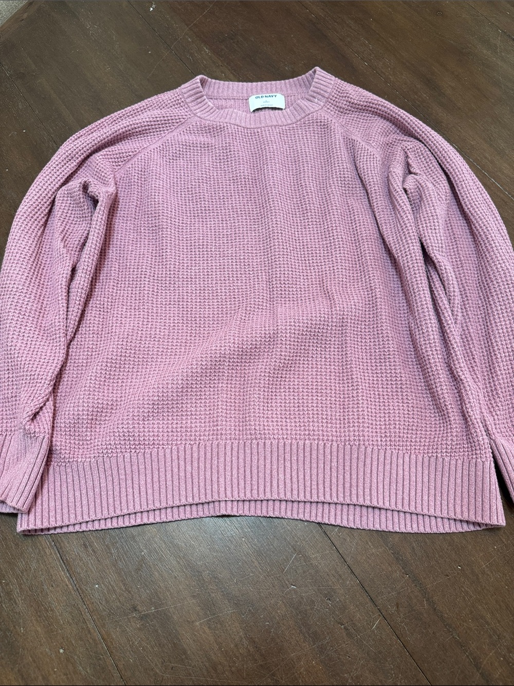 Old Navy Purple (light) Waffle-Knit Crewneck Sweater